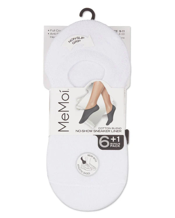 Memoi Womens 7 Pair Pack Cotton Blend No Show Sneaker Liners - Mp057