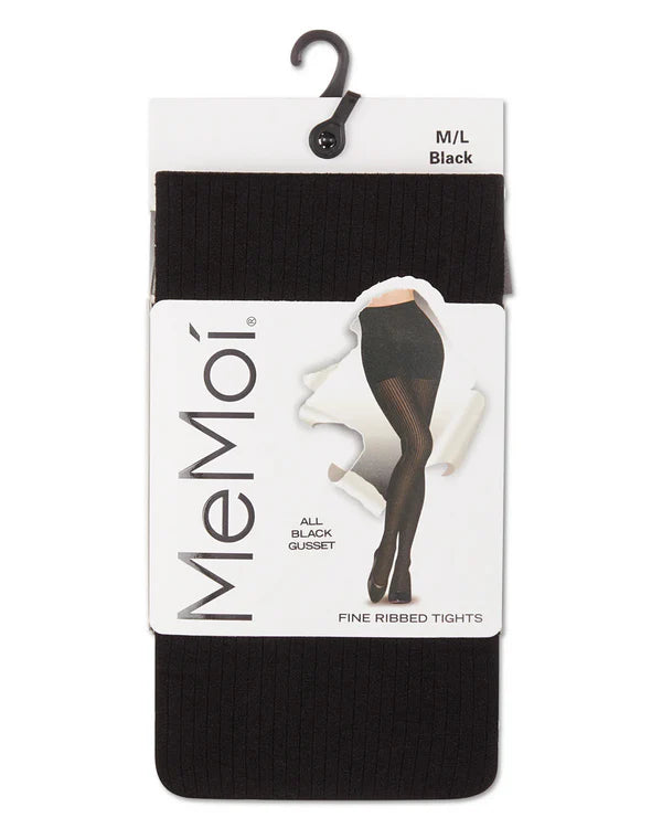 Memoi Womens Fine Ribbed Opaque Nylon Tights - Mo-125