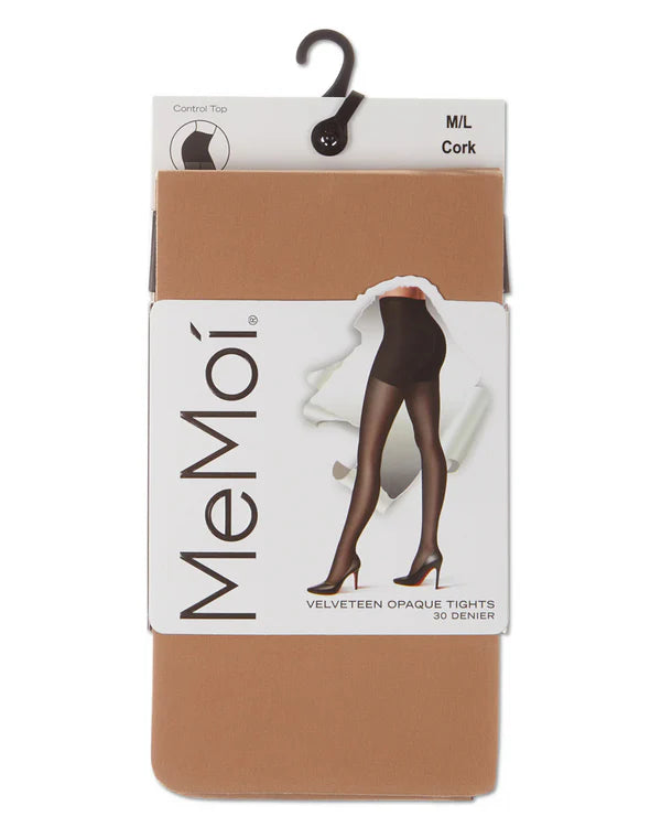Memoi Velveteen Semi-Opaque 30 Denier Control Top Tights - Mo-314