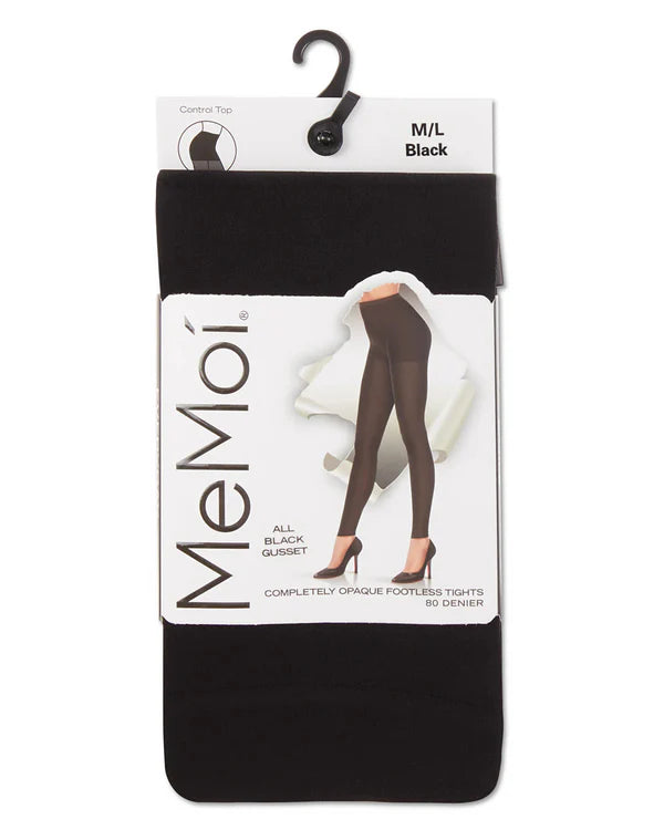 Memoi Completely Opaque 80 Denier Control Top Footless Tights - Mo-343