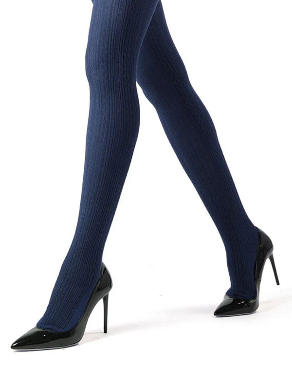 Memoi Toronto Cable Sweater Cotton Blend Tights - Mo-361