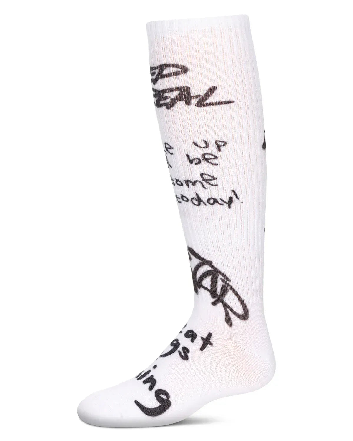 Girls’ Graffiti Knee-High Socks – Encouraging Words & Ultra-Soft Comfort
